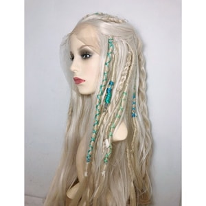 Blonde Dreadlock Weave Lace Front Wig Wavy (MADE TO ORDER) Costume Synthetic hair Burning man stage wear Cosplay boho festival pirate Boho