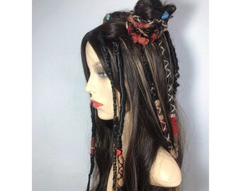 Peluca con tejido de rastas ondulada (HECHA A PEDIDO) Disfraz Cabello sintético Burning man Ropa de escenario Cosplay boho festival pirata Boho brujería