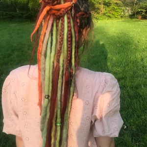 Dreadlock Ponytail Extension Weave Merino Wool Crochet Dreads Hippy Boho Handmade Faux Locs extensions dreads synthetic hair wrap braids