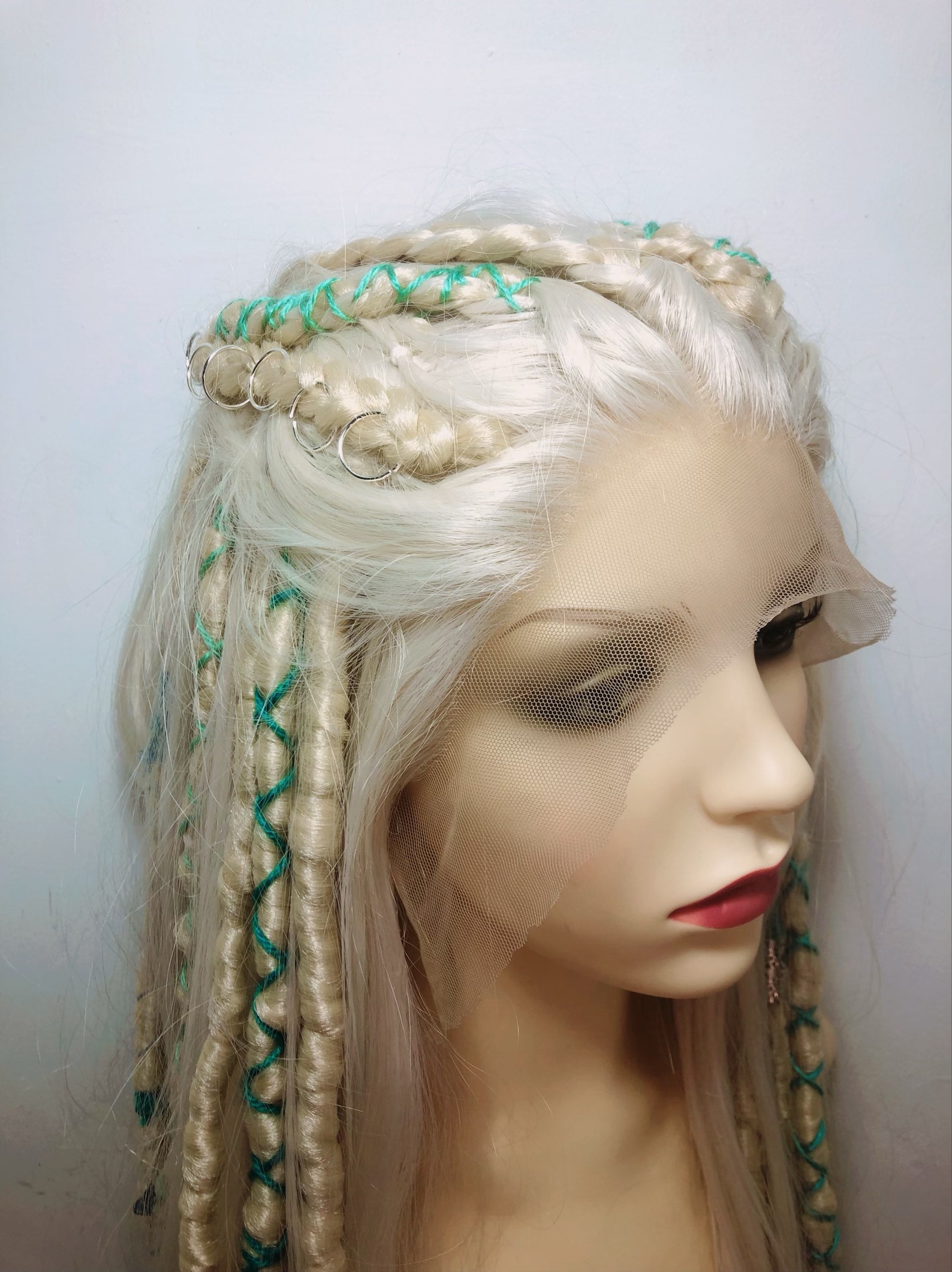 Braided Wig Blonde Dreadlock Weave Lace Front Wavy Burning Man (MADE TO ...
