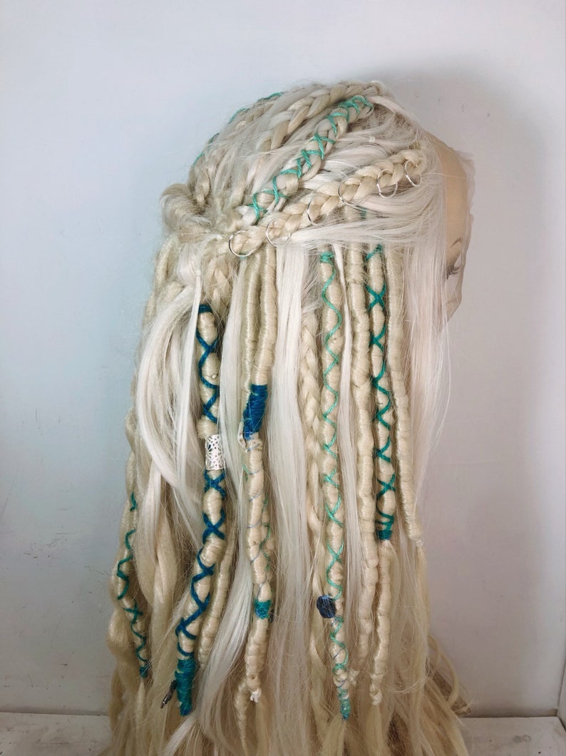 Braided Wig Blonde Dreadlock Weave Lace Front Wavy Burning Man (MADE TO ...