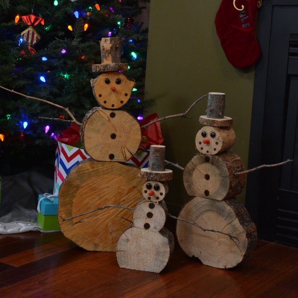 Log Snowman with FREE Shipping