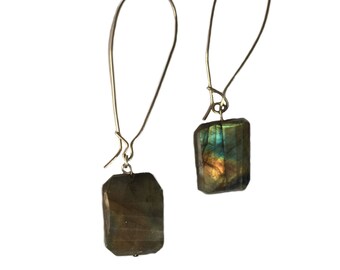 Labradorite Silver Kidney Handmade Earrings