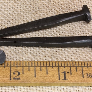 2 1/2&quot; Rosehead nails, 3 pieces, 2.5 inch decorative square hand forged look wrought iron Spike antique rustic look ~3*140.7