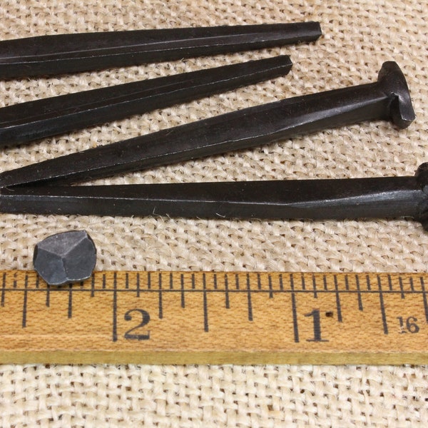 2 1/2" Rosehead nails, 5 pieces, 2.5 inch decorative square hand forged look wrought iron Spike antique rustic look ~5*140.7