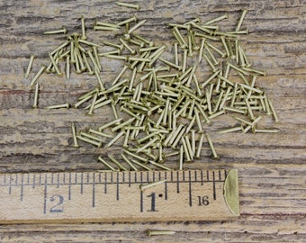 3//8” SOLID BRASS BRADS 100 NAILS 20 gauge Escutcheon pins tiny head USA made