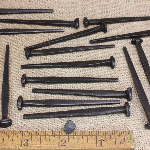 3" Rosehead nails, 20 pieces, 3 inch decorative square hand forged look wrought iron Spike antique rustic look ~20*140.8
