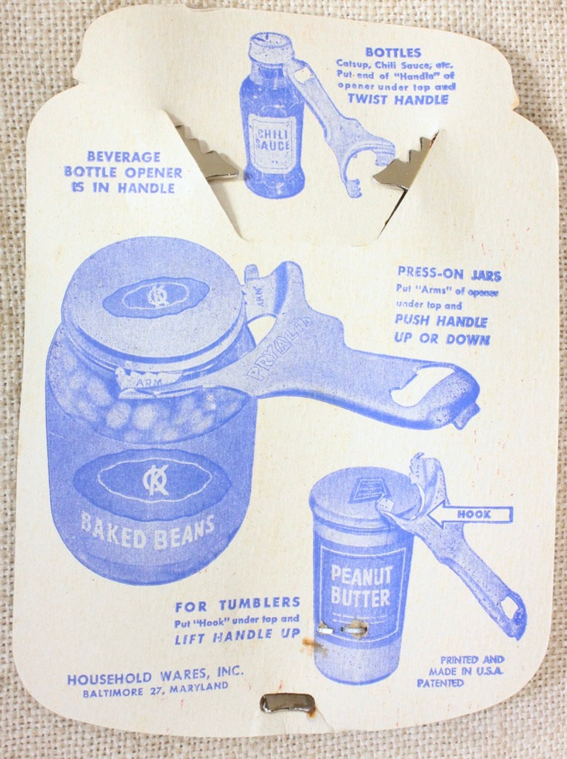 OLD Pry A Lid Canning Jar Opener Bottle Top Remover Tumbler Etsy