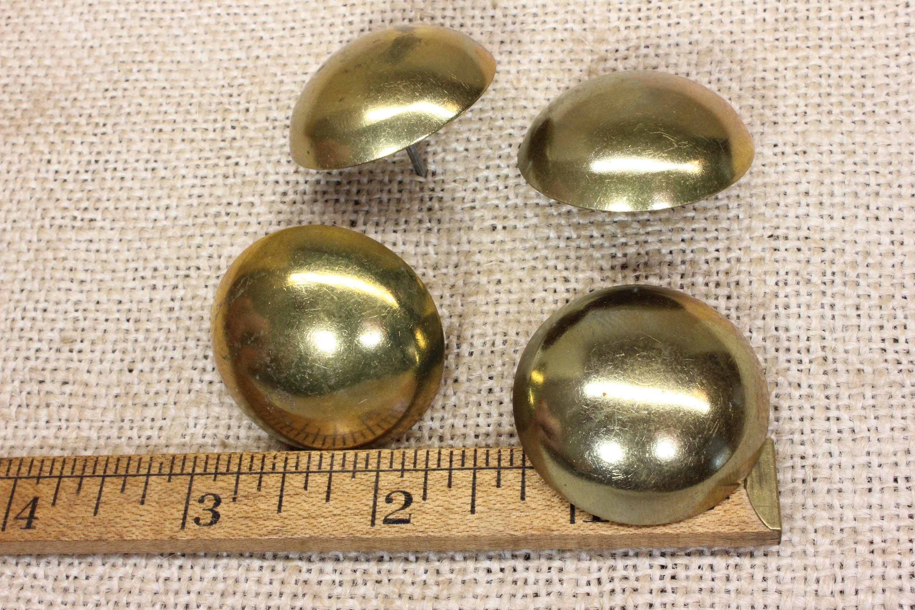 4 Old BRASS TACKS 1 1/4 LARGE Round Head Vintage 1957 Trunk Etsy