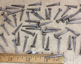 1” inch Square NAILS: 100 pieces BRAD antique vintage look large round head ~100*140.9