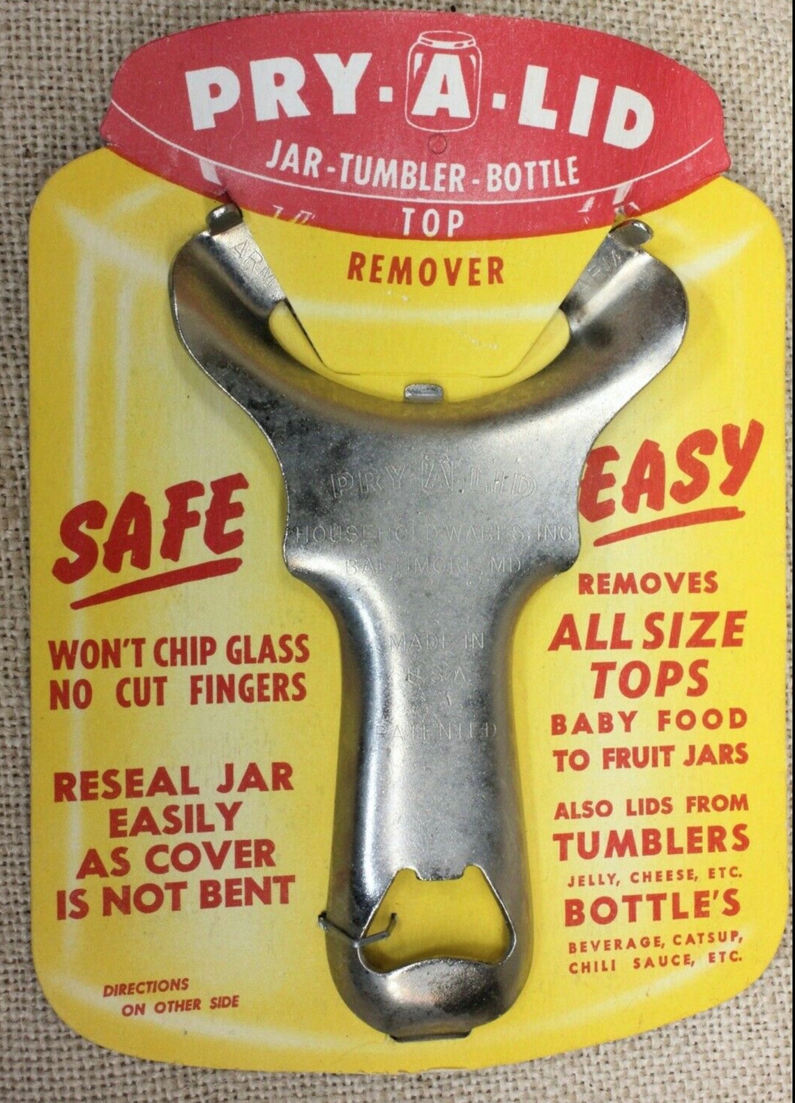 OLD Pry A Lid Canning Jar Opener Bottle Top Remover Tumbler Etsy