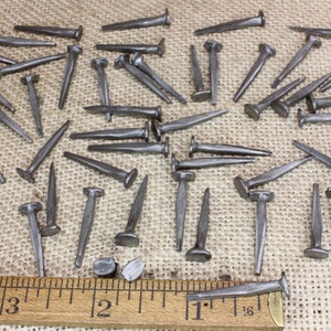 1” inch Square NAILS 50 in lot BRAD antique vintage look large round head ~50*140.9