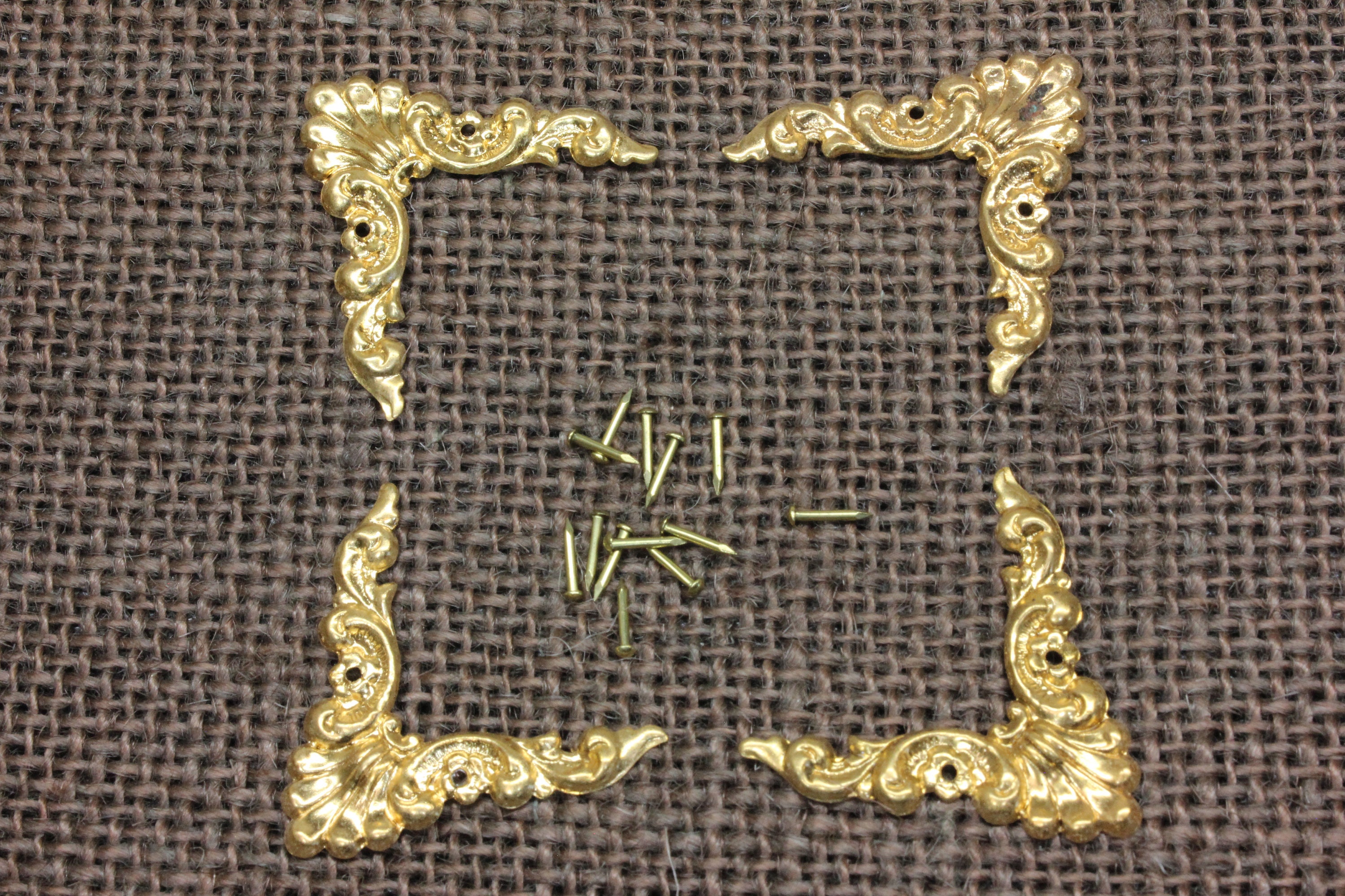 4 Old Decorative Solid Brass Corners Picture Frame Antique Etsy Ireland