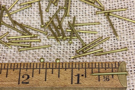 5/8 inch Solid Brass Brad Nails: 50 pieces small head 18 gauge Escutcheon pins USA made! 5/8 inch ~50*123.4