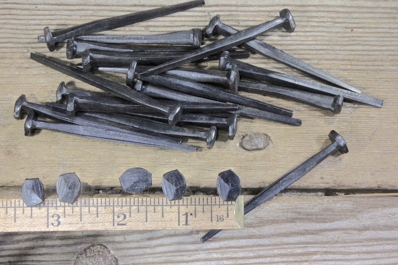 Hardware 3 Rose Head 10 Nails Antique Square Wrought Iron Vintage