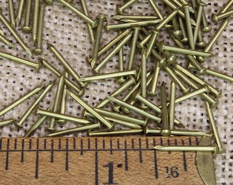 1/2 inch Solid Brass Nails: 100 pieces small head Brad 18 gauge Escutcheon pins USA made! 1/2" ~100*123.3