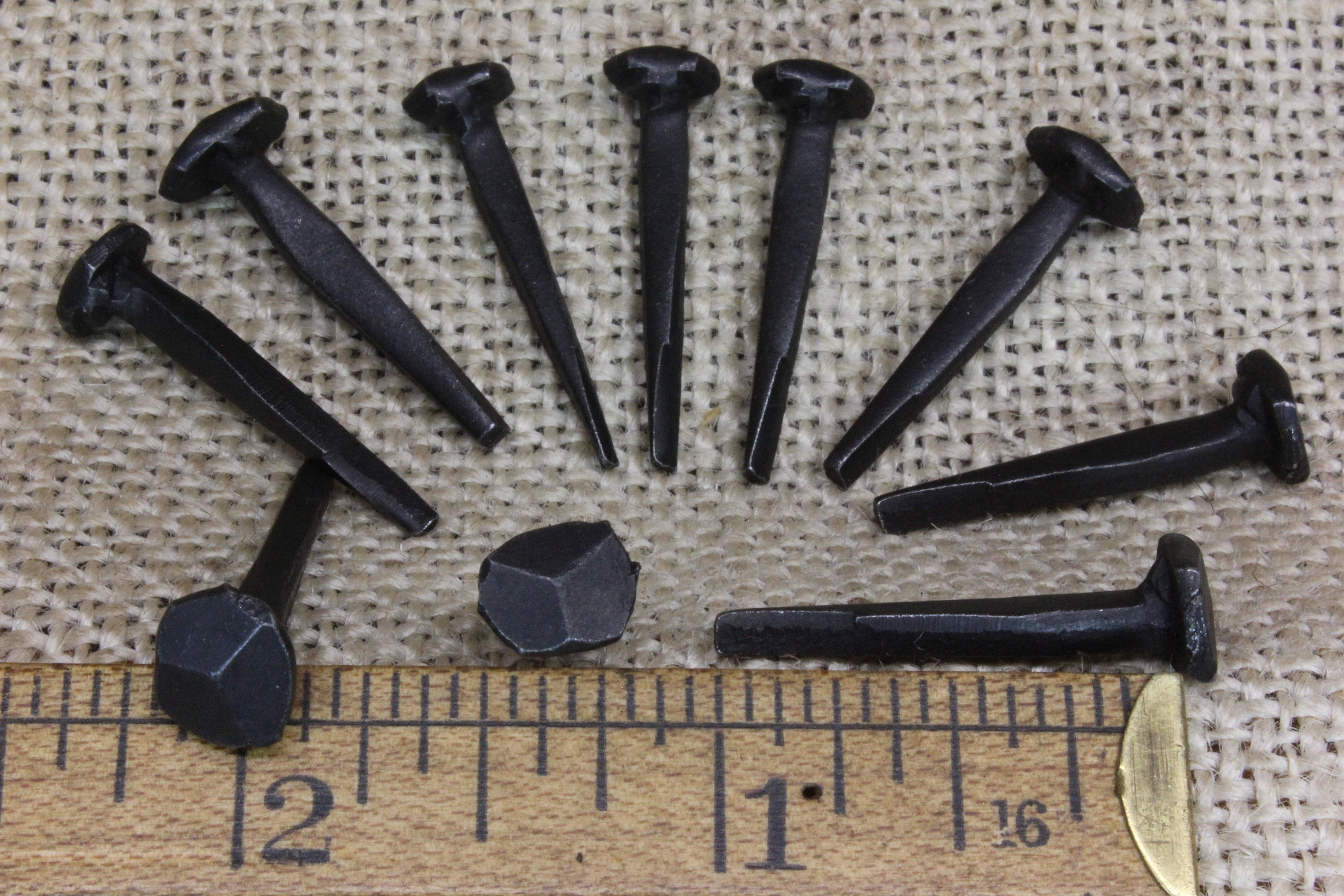 1 inch Rosehead nails, 10 pieces, 1" decorative square hand forged look wrought iron antique rustic look ~10*140.4
