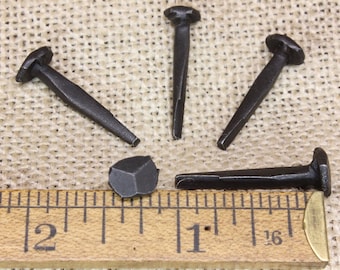 1&quot; Rosehead nails, 5 pieces, 1 inch decorative square hand forged look wrought iron antique rustic look ~5*140.4