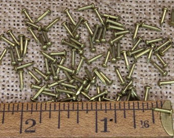 Solid BRASS BRADS NAILS: sampler pack, 50 pieces each of 1/4", 3/8", 1/2", 5/8” small 18 gauge Escutcheon pins 200 nails total~1*123
