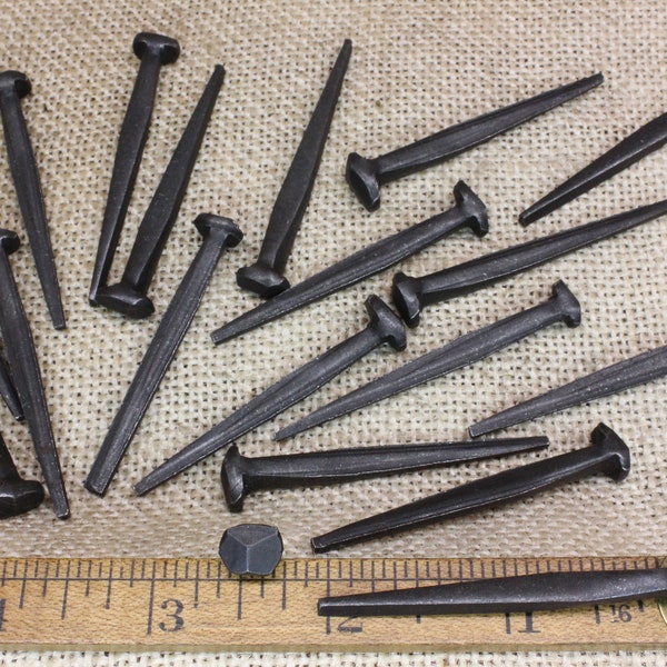 2" Rosehead nails, 20 pieces, 2 inch decorative square hand forged look wrought iron Spike antique rustic look ~20*140.6