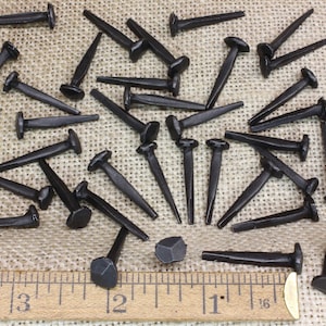 1&quot; Rosehead nails, 40 pieces, 1 inch decorative square hand forged look wrought iron antique rustic look ~40*140.4