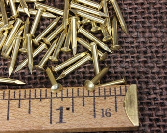 1/2” Solid BRASS nails: BRADS 50 pieces 16 gauge Escutcheon pins small head USA made ~50*121.3