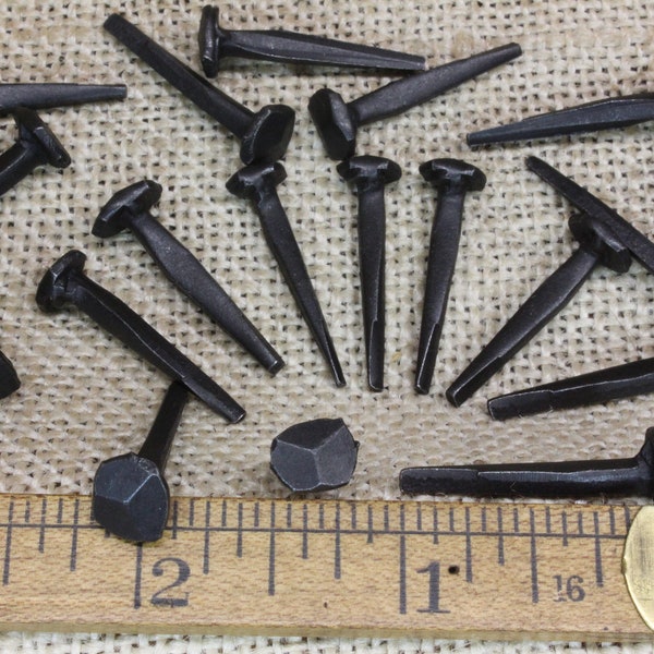 1" Rosehead nails: 20 pieces, 1 inch decorative square hand forged look wrought iron antique rustic look ~20*140.4