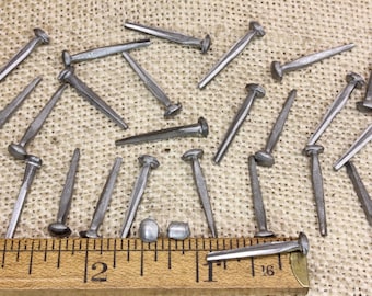 1” Square NAILS 25 quantity round small domed head brad vintage antique style ~25*140.1