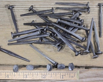 100 lot square wrought iron antique rustic vintage look 1 1/4" nails 