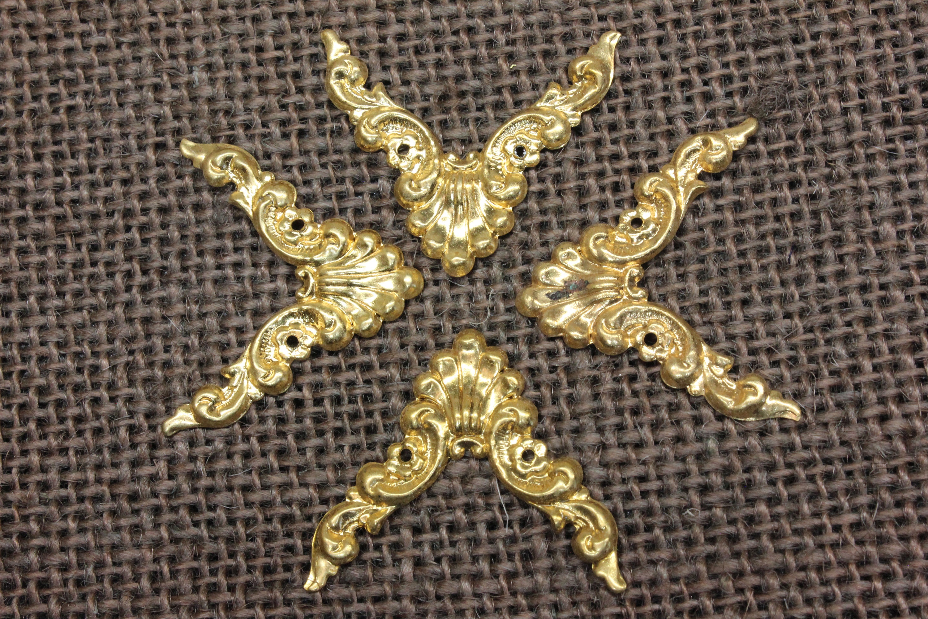 4 Old Decorative Solid Brass Corners Picture Frame Antique Etsy