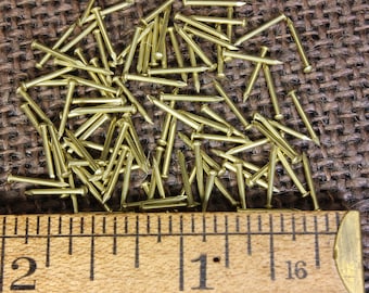 3/8” Solid Brass Brad Nails: 100 pieces small head 20 gauge Escutcheon pins USA made! inch ~100*125.2