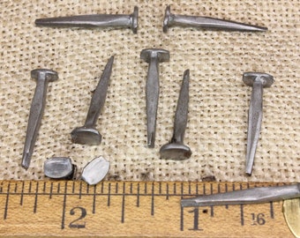 1” inch Square NAILS: 10 pieces BRAD antique vintage look large round head ~10*140.9
