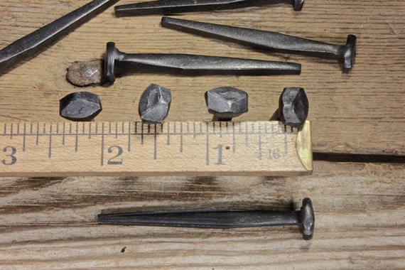 10 Rose head 3” nails square wrought iron vintage rustic Decorative historic