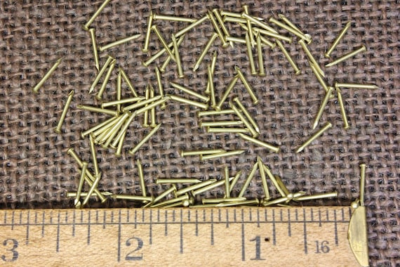 3/8” Solid Brass Brad Nails: 100 pieces, small head 18 gauge Escutcheon pins USA made! 3/8 inch ~100*123.2