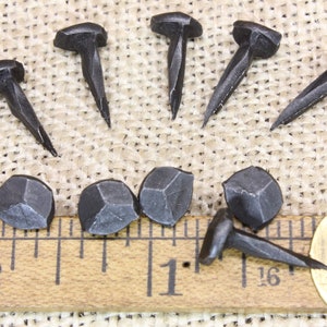 5/8&quot; Rosehead nails Tacks, 10 pieces, 5/8 inch decorative square hand forged wrought iron antique rustic look ~10*140.3