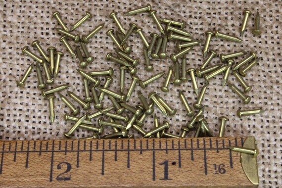 1/4” Solid Brass Brad Nails: 100 pieces small head 18 gauge Escutcheon pins USA made! inch ~100*123.1