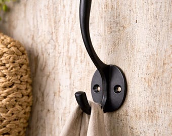 Cast Iron Wall Hook | Plain Victorian Style | Antique Iron Hardware | Rustic Farmhouse Decor