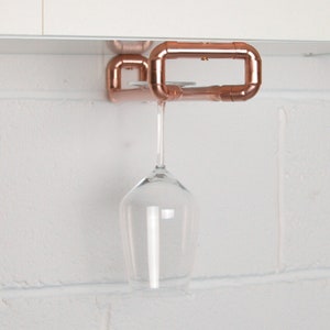 Handcrafted Copper Wine Glass Hanger - Under Cabinet Stemware Rack