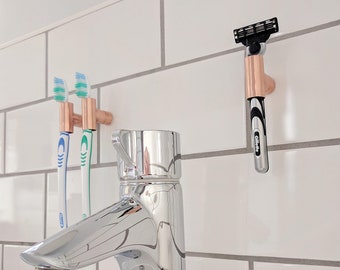 QuirkHub® Tee Copper Toothbrush Holder | Razor Holder | Bathroom Holder | Toothbrush Holder | Architectural | | Industrial Holder