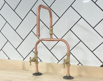 Industrial Copper Kitchen Sink Mixer Tap | Swivel Spout Kitchen Faucet | Copper Kitchen Tap