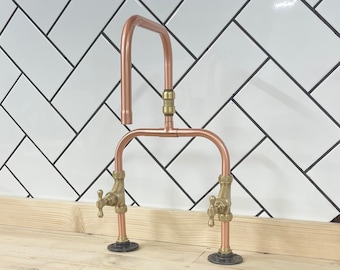Industrial Copper Kitchen Faucet: Swivel Spout Mixer Tap