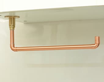 Copper Kitchen Towel Holder | Kitchen Roll Holder | Wall Or Under Cabinet Mounted