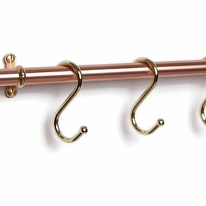 Polished Brass Kitchen Utensil Hooks: Pot & Pan Rack S-Hooks