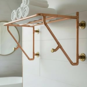 Handmade Copper Storage Rack - Industrial Wall Mounted
