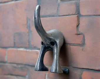 Dog Tail Cast Iron Hook | Dog Lead Wall Hook | Antique Iron Coat Hook