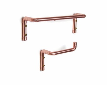 Copper Toilet Roll Holder & Towel Rail Set