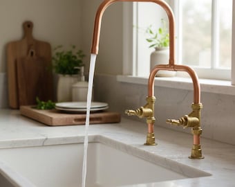 Hand Crafted Bare Copper Kitchen Faucet: Swivel Or Fixed Spout, Solid Brass Controls