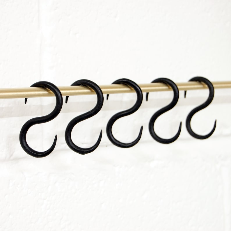 Black Or Antique Iron 'S' Shape Hand Forged Utensil Hooks | Black Kitchen Utensil Hook | Antique Iron S Hook