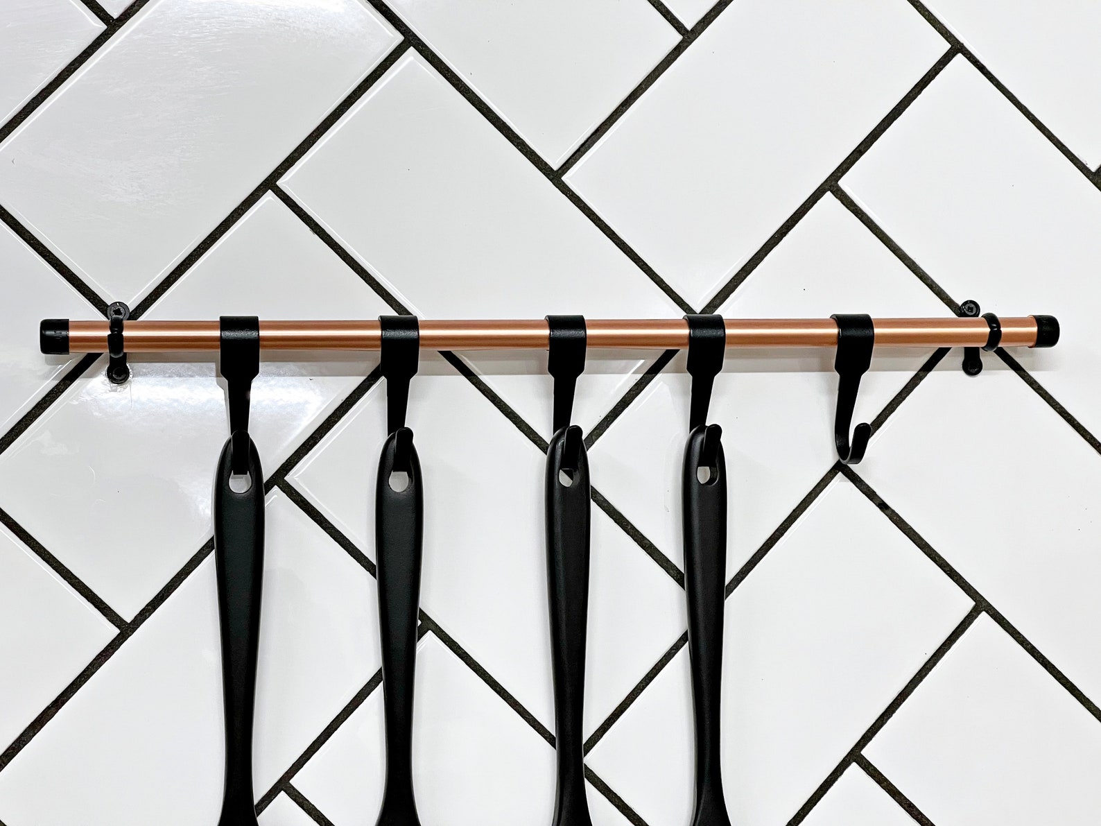 Copper & Black Kitchen Utensil Rail Utensil Holder Pot and Etsy