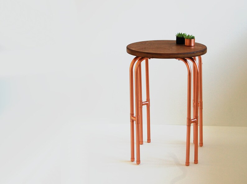 Night Stand**Next Day Shipping** Copper /& Birchwood Side Table Bedside Table